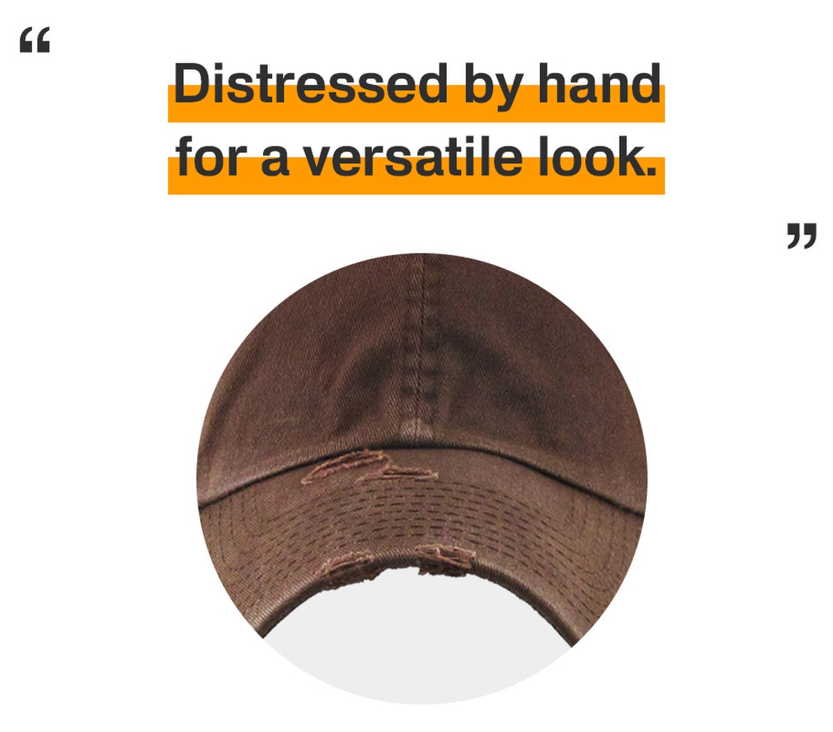 Brown Distressed Vintage Baseball Cap Front View